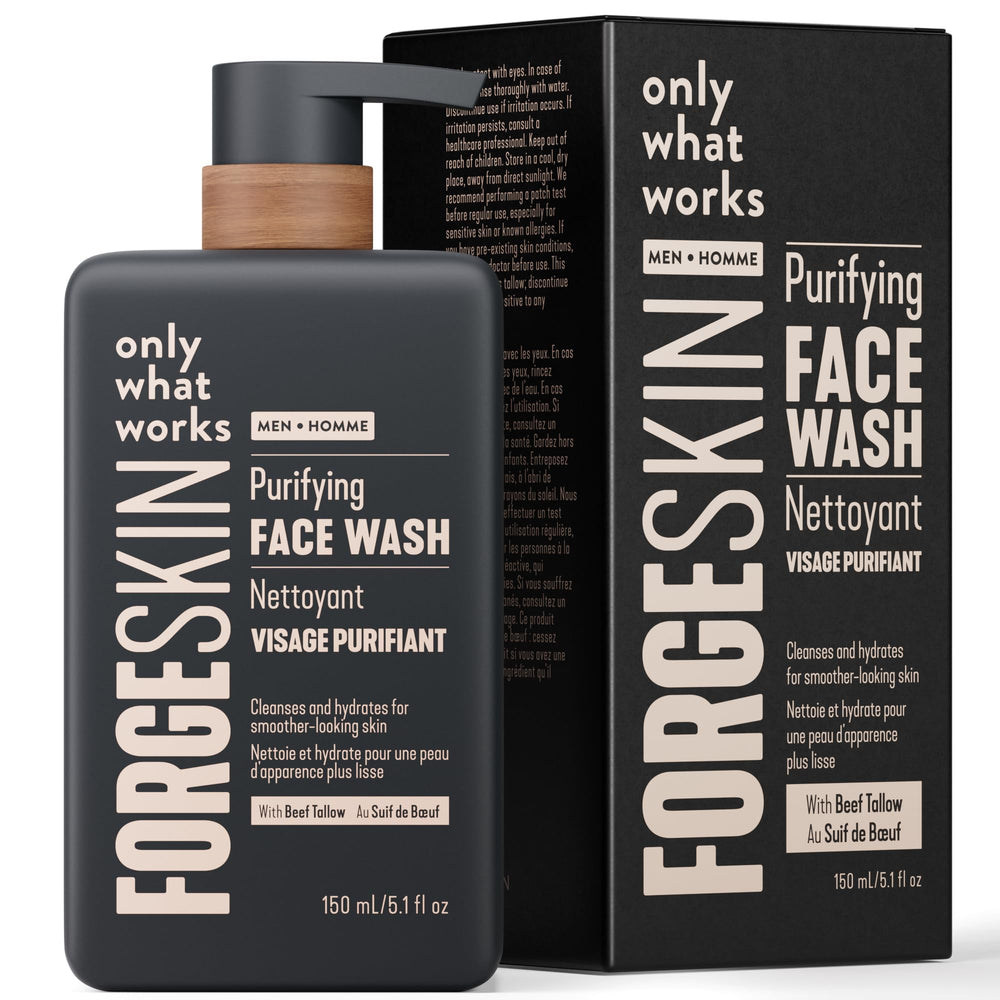 Forge Skin Beef Tallow Face Wash bottle for daily hydrating cleansing.