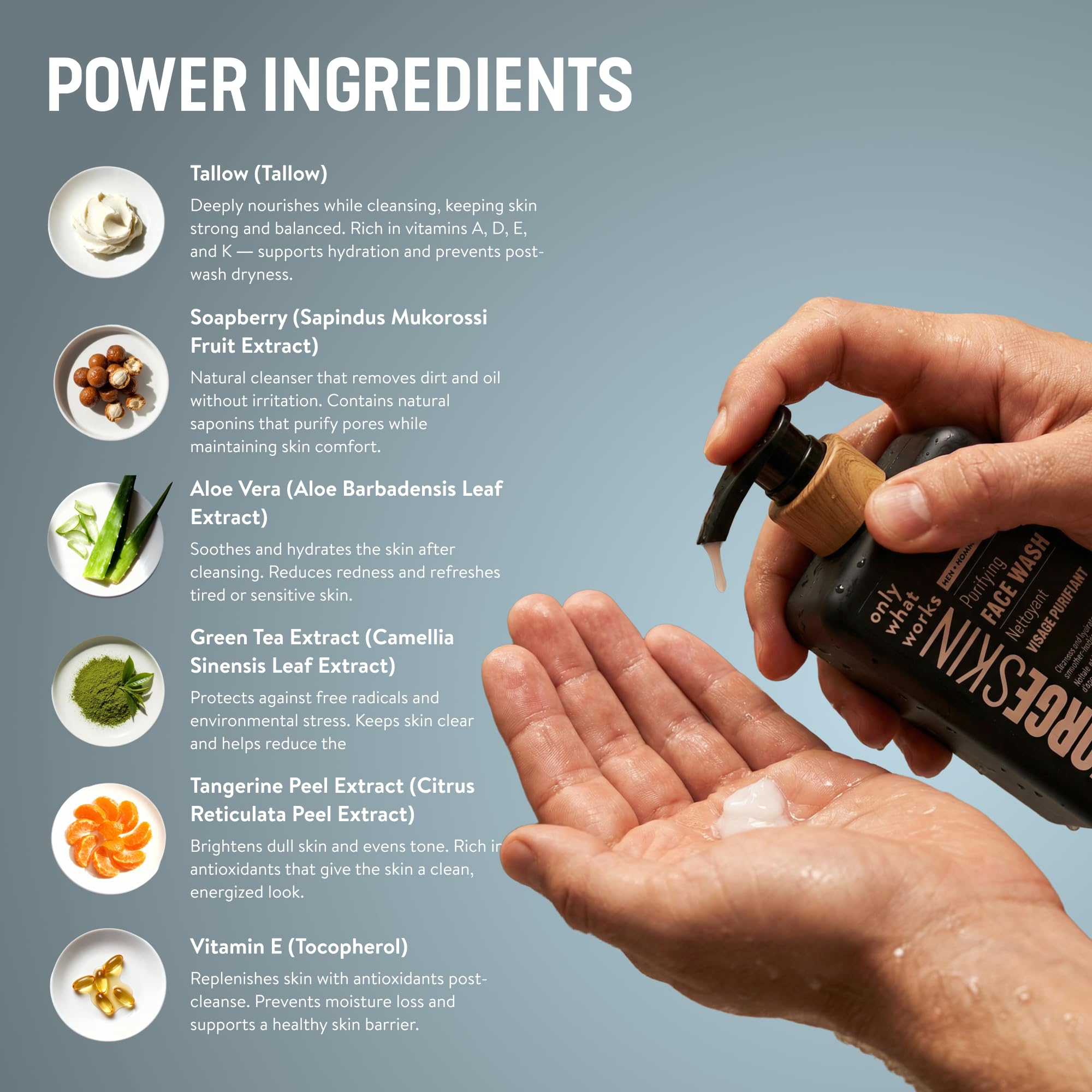 Forge Skin Beef Tallow Face Wash closeup application demonstrates gentle cleansing.