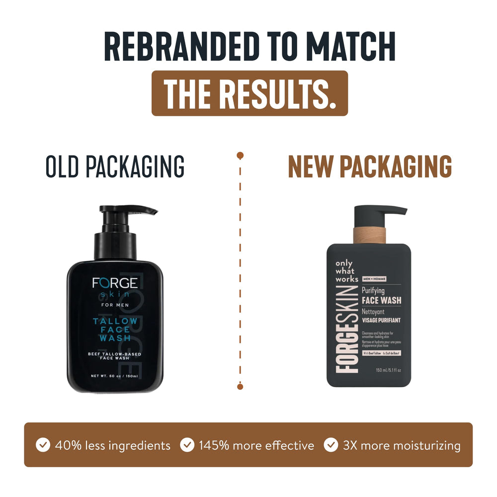 Forge Skin Beef Tallow Face Wash foaming lather ready for a quick morning cleanse.