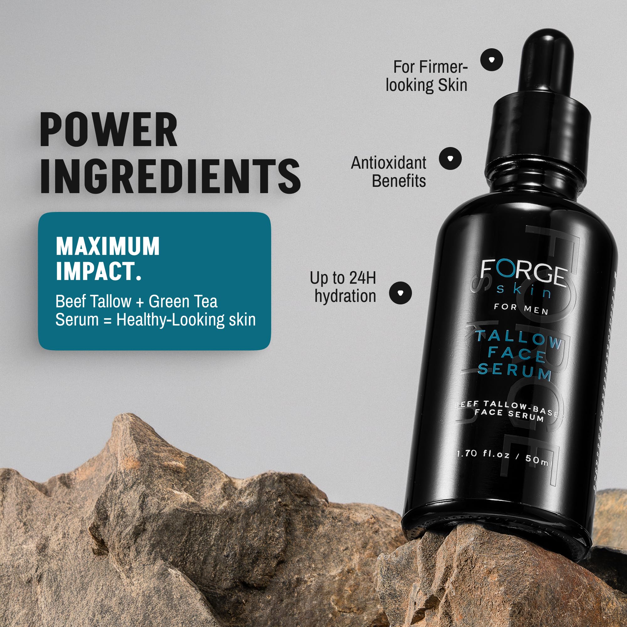 Forge Skin night application shot demonstrates easy, fast absorption for nightly routine.