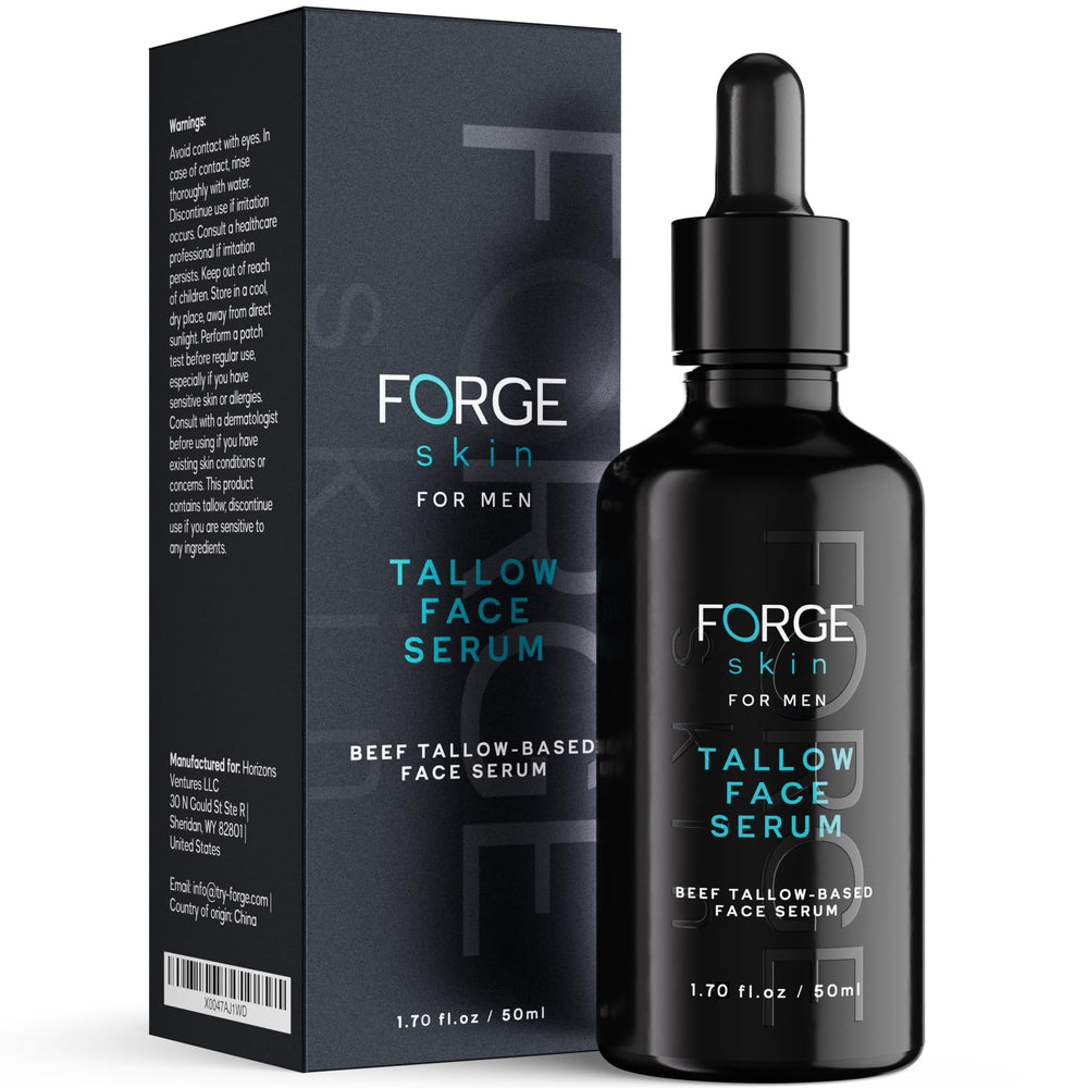 Forge Skin Night Serum bottle for men delivers hydration and anti aging benefits.