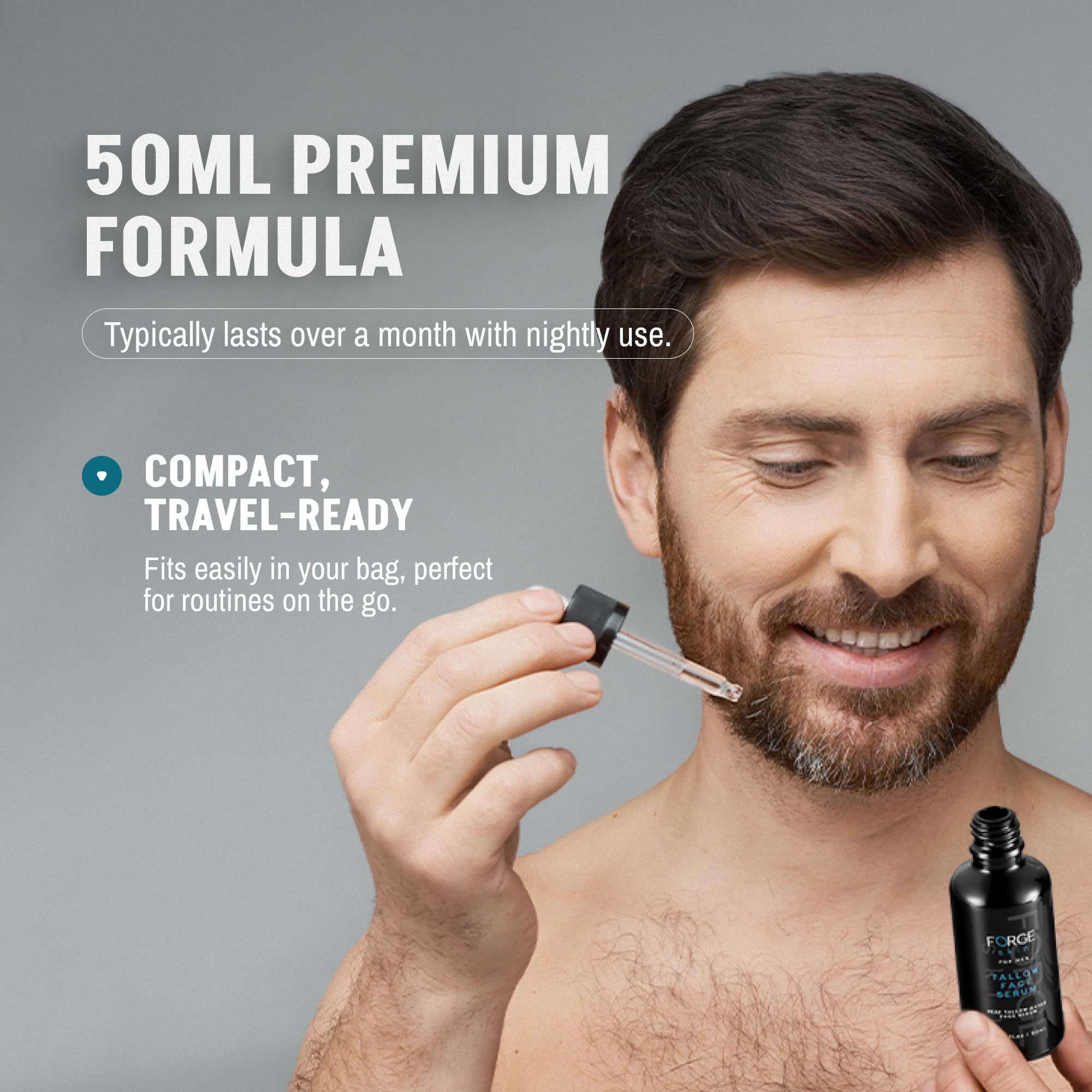 Forge Skin packaging close-up communicates natural ingredients and clean design.
