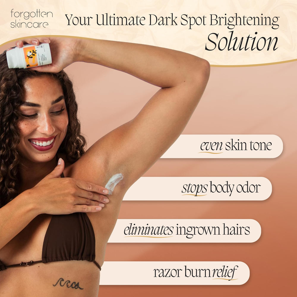 Applying Forgotten Skincare Original underarm brightening cream to clean underarm skin