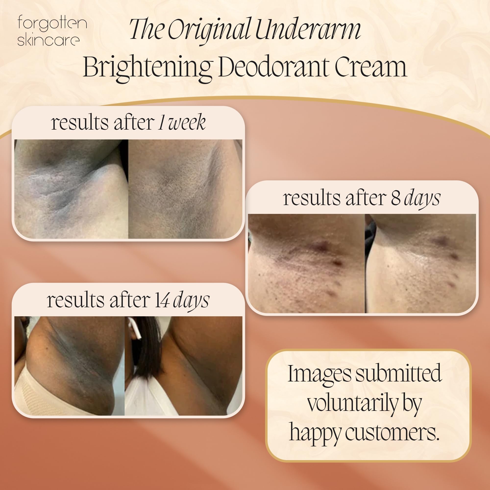 Packaging box of Forgotten Skincare Original underarm brightening cream showing vegan and cruelty-free status