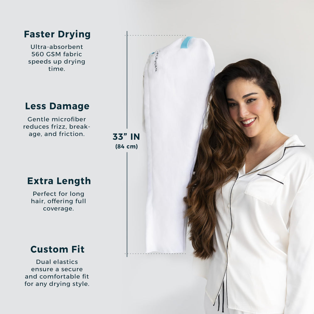 FORMUL-A hair towel wrap for fast drying demonstrates superior absorption.
