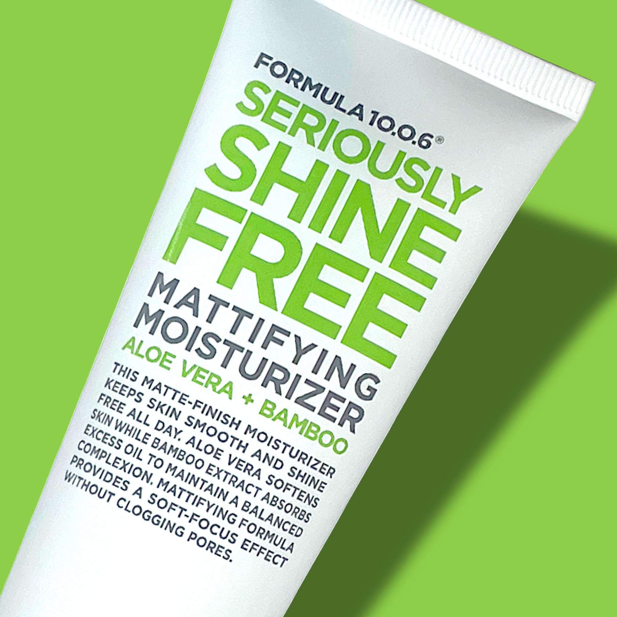 Formula 10.0.6 Seriously Shine-Free Matte Moisturizer packaging designed for travel-friendly use.