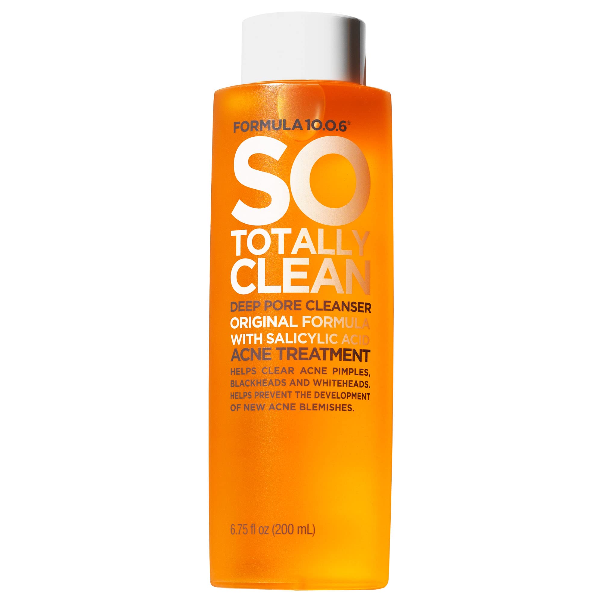 Formula 10.0.6 So Totally Clean bottle on shelf supports clearer-looking pores.
