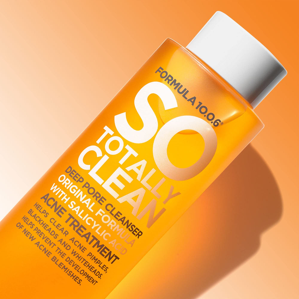 Formula 10.0.6 So Totally Clean highlights salicylic acid for gentle exfoliation and clearer pores.