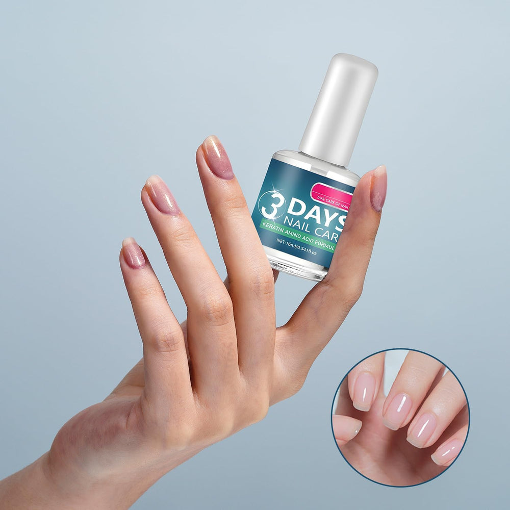 Cuidado de Uñas 3 Días, fórmula keratina que hidrata sin grasa.