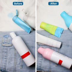FOROUME silicone bottle cover leak-proof sleeve on shampoo bottle during flight