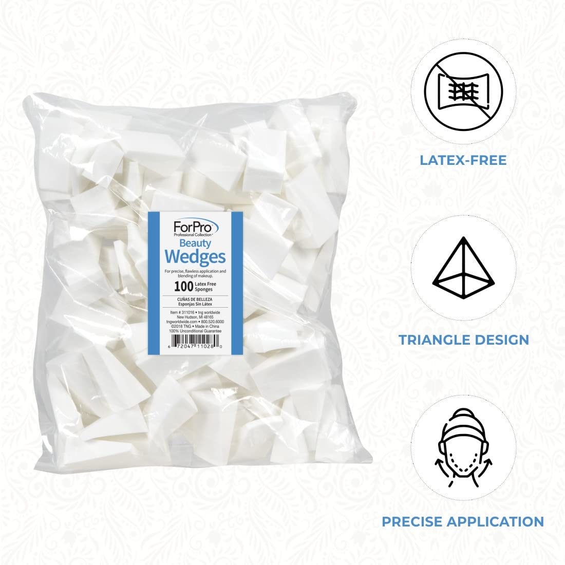 Triangle-design makeup blenders providing a natural-looking finish on skin.