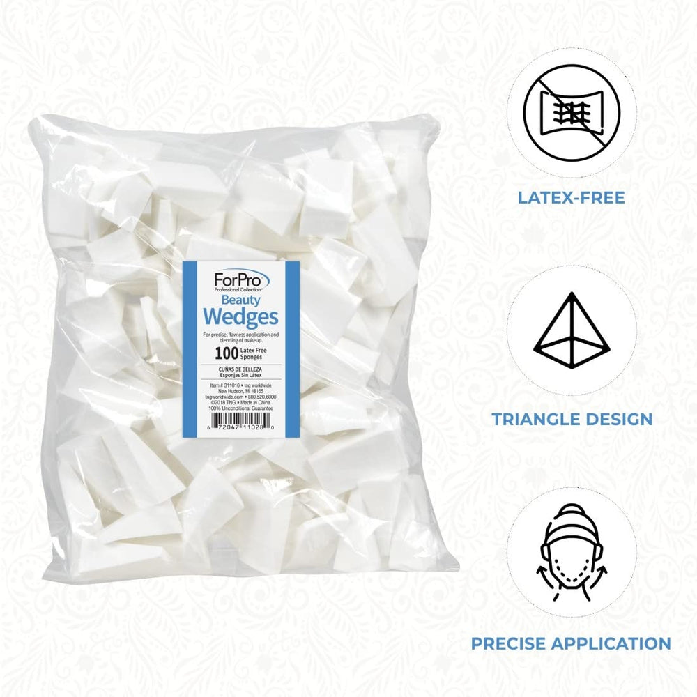 Triangle-design makeup blenders providing a natural-looking finish on skin.