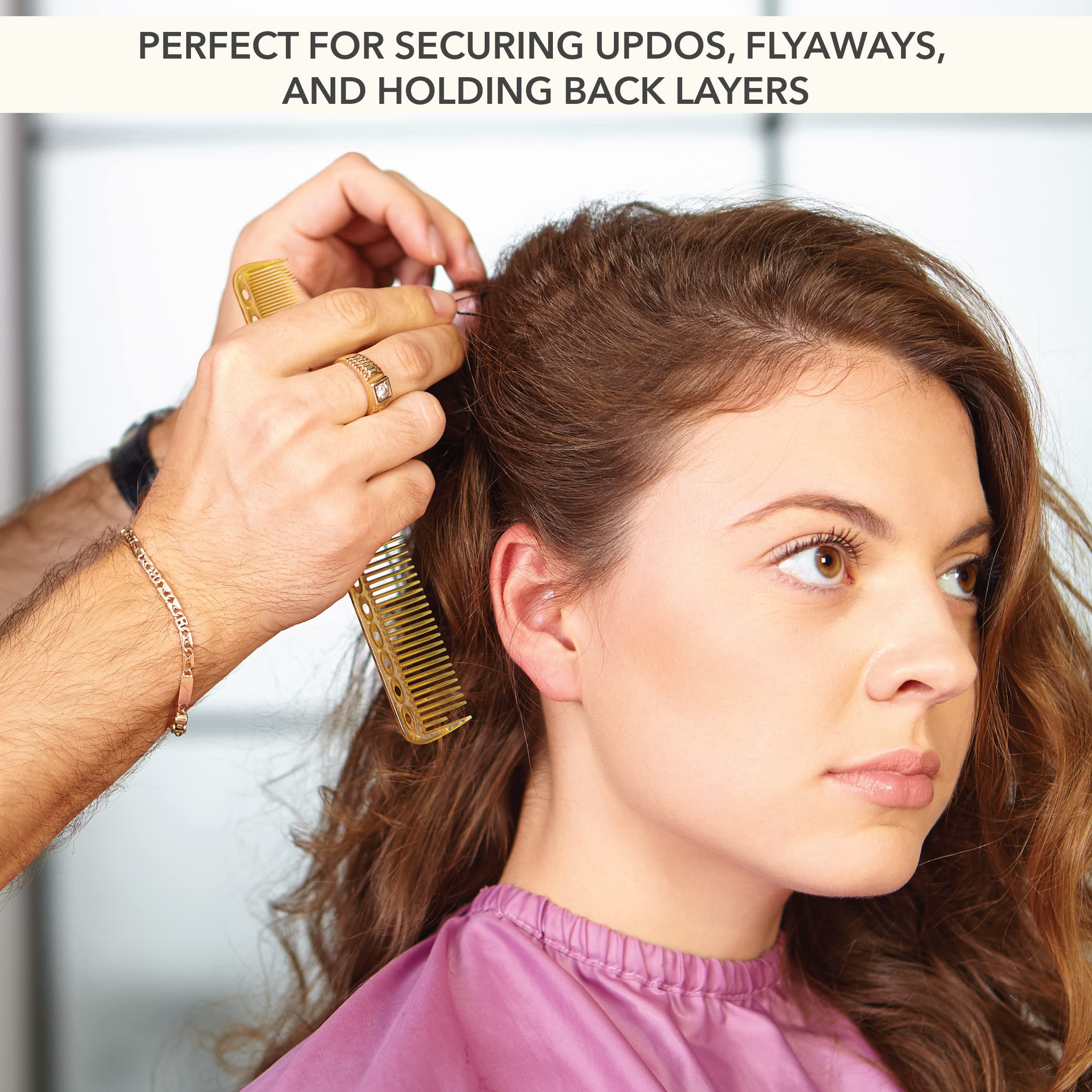 ForPro Bobby Pins non-slip action helps maintain hairstyles during movement.