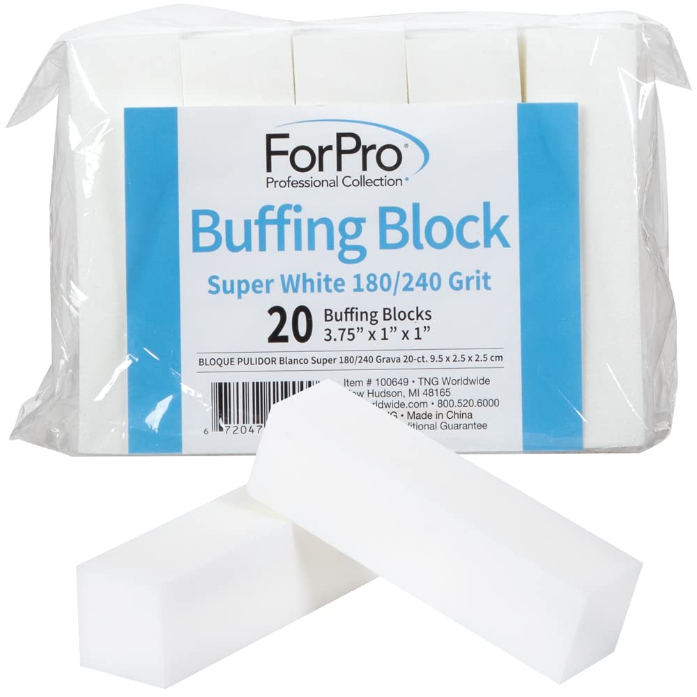 ForPro Buffing Block Super White with 180/240 grit ready to prep nails for polish
