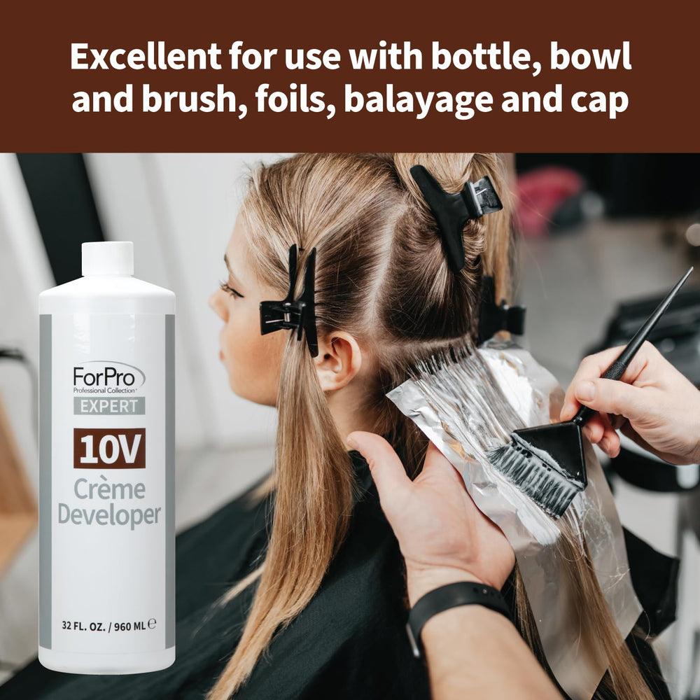 ForPro Expert 10 Volume Crème Developer application with foils or balayage.