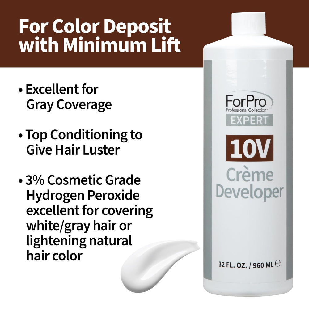 ForPro Expert 10 Volume Crème Developer conditioning formula adds hair luster.