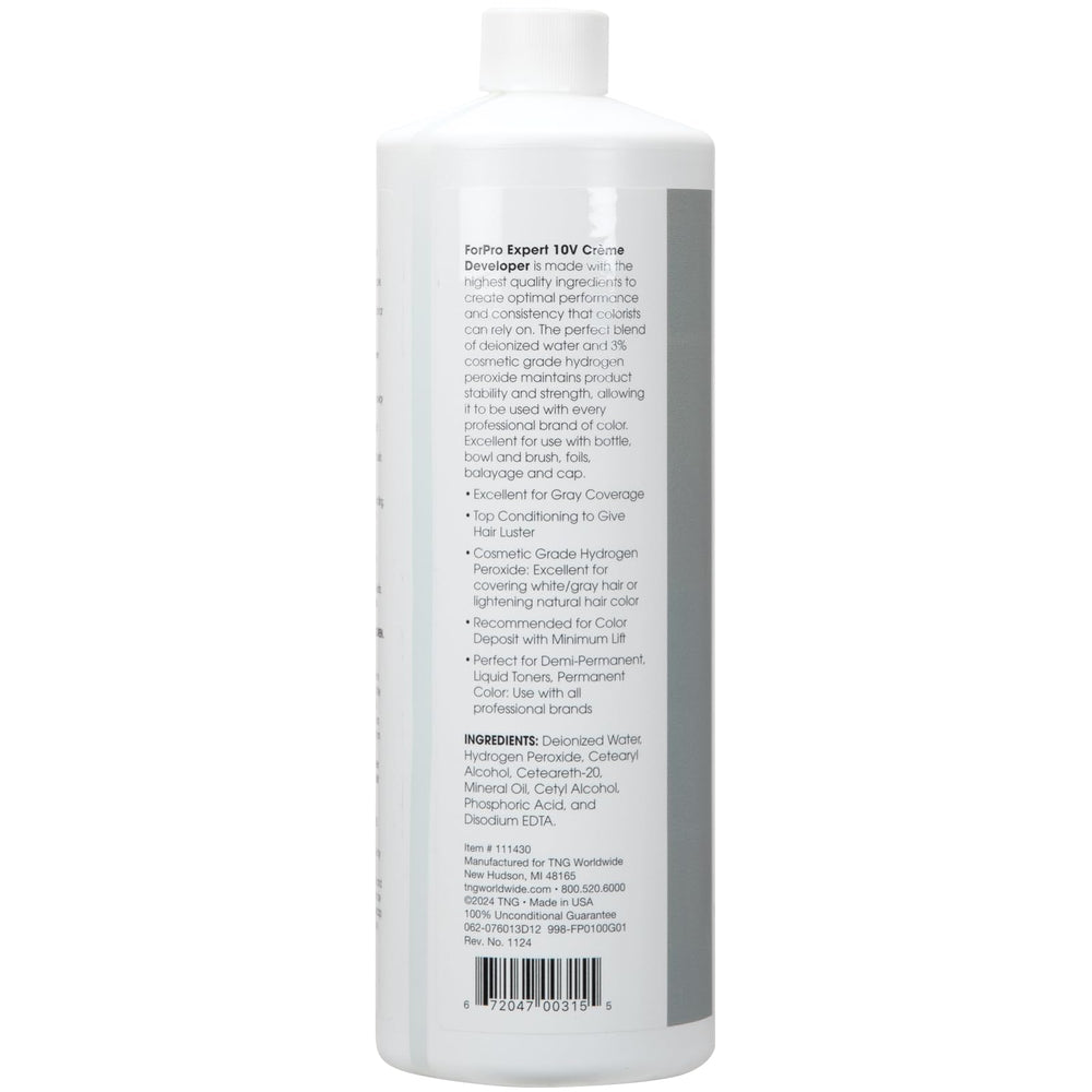 ForPro Expert 10 Volume Crème Developer minimum lift color deposits.