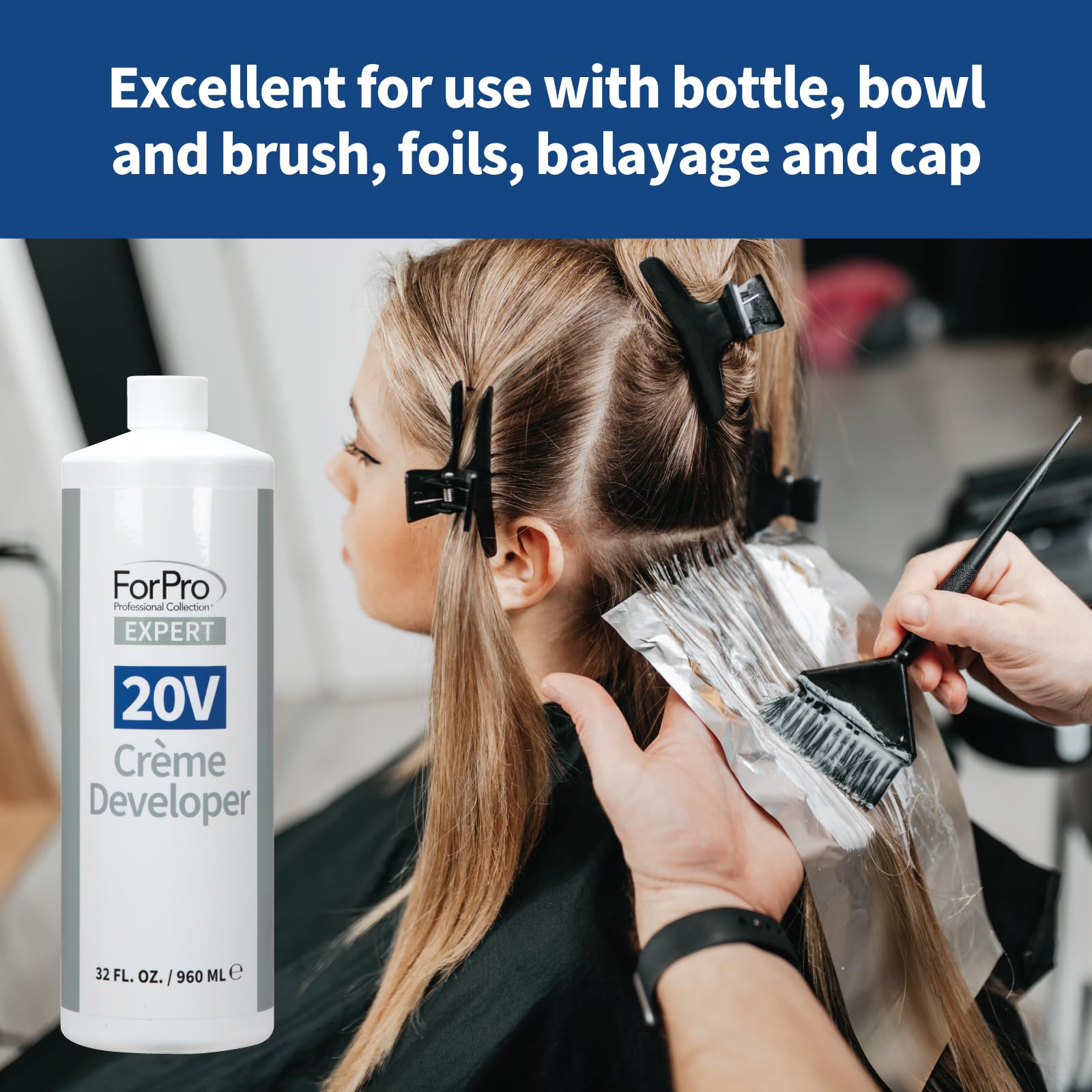 Foil balayage setup with ForPro Expert 20V crème developer for even deposit.