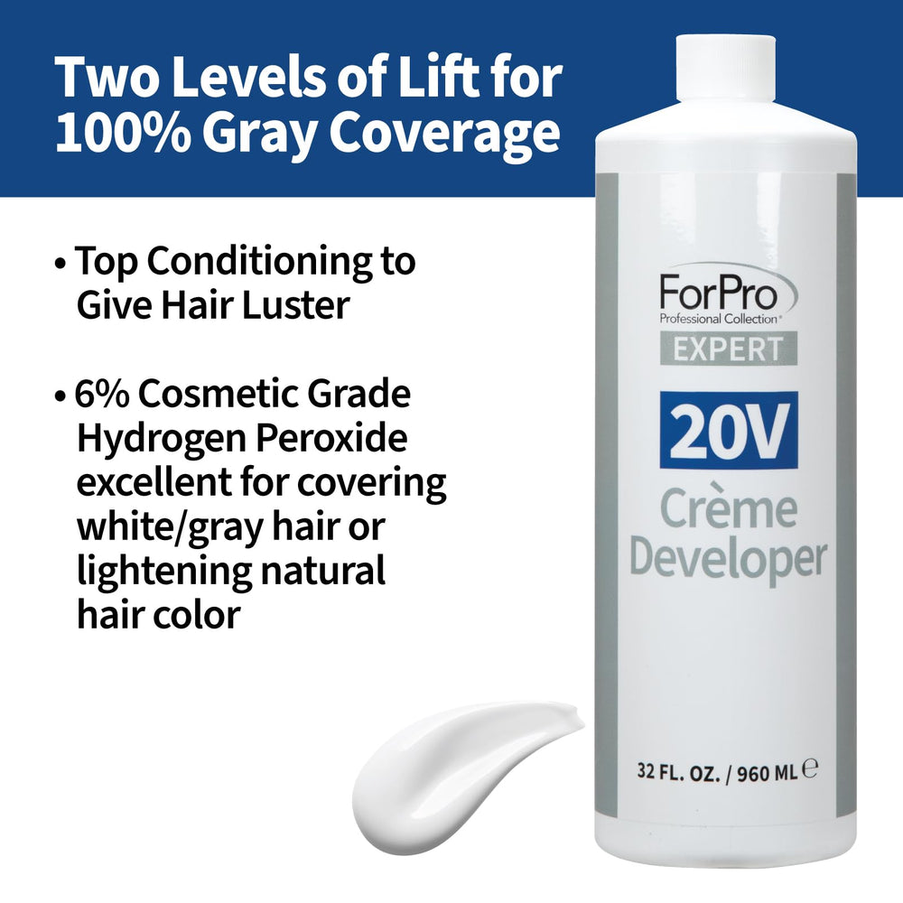 ForPro Expert 20V crème developer gray coverage application with balanced lift.