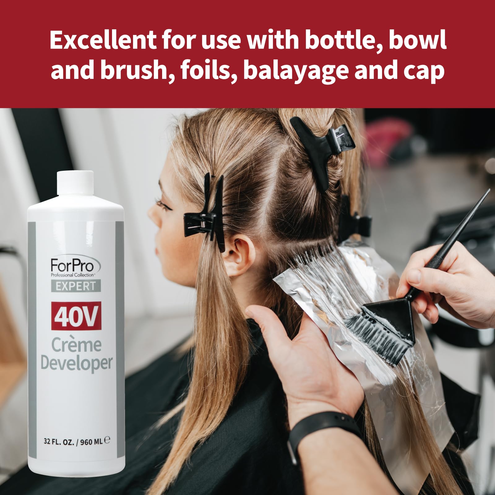 ForPro Expert 40V creme developer balayage foil highlighting versatile foiling applications.