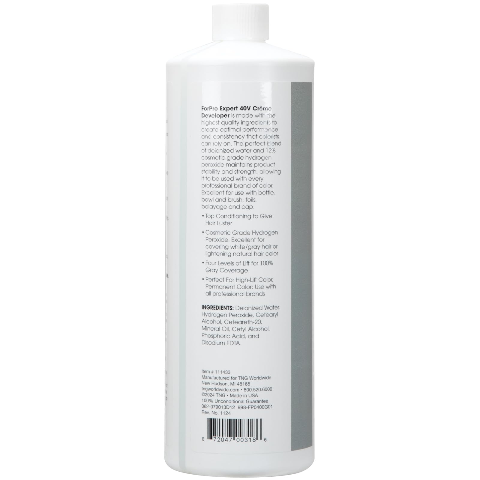 ForPro Expert 40V creme developer gray coverage demonstrating even blending on white hair.
