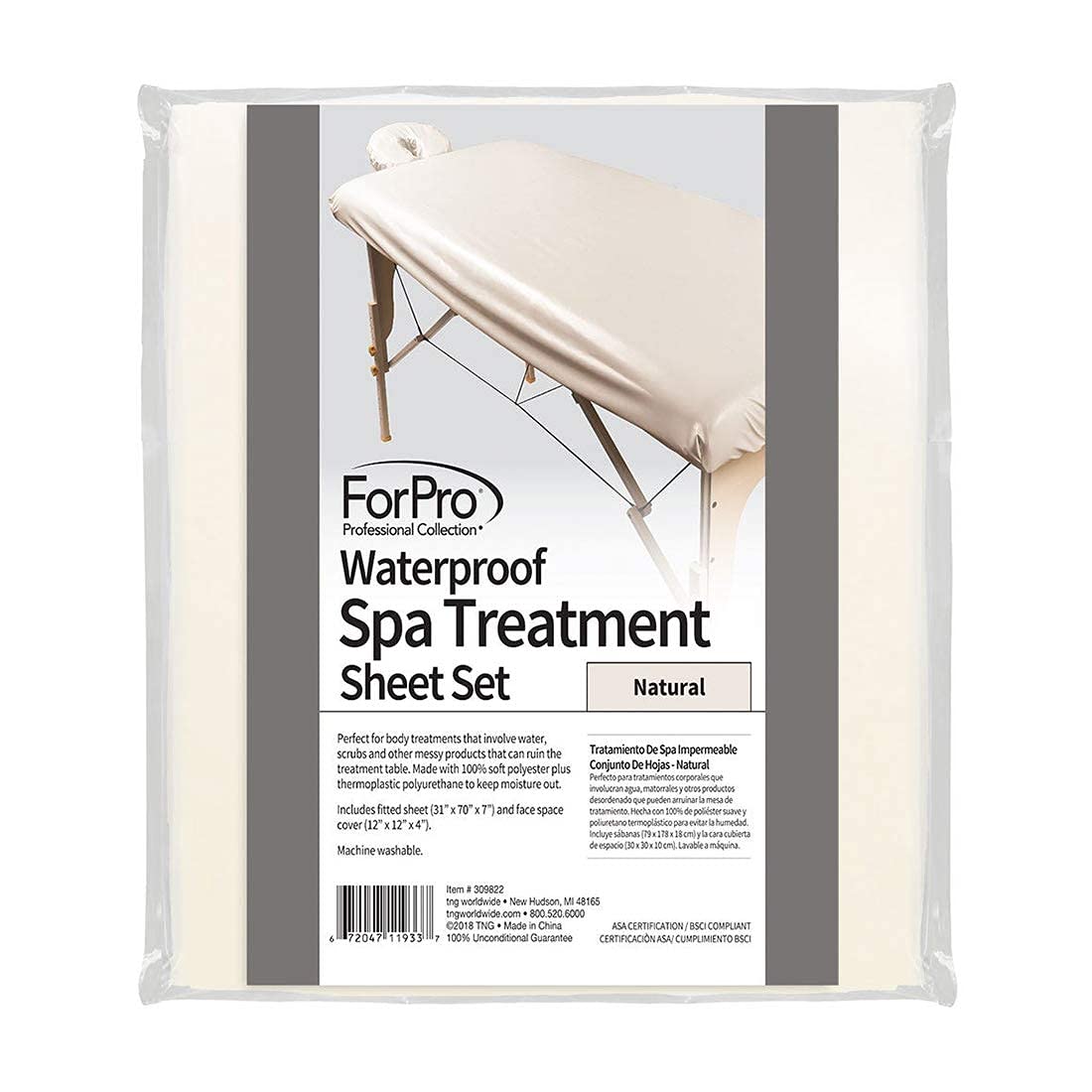 ForPro fitted sheet for massage table natural-fit keeps sheets securely in place.