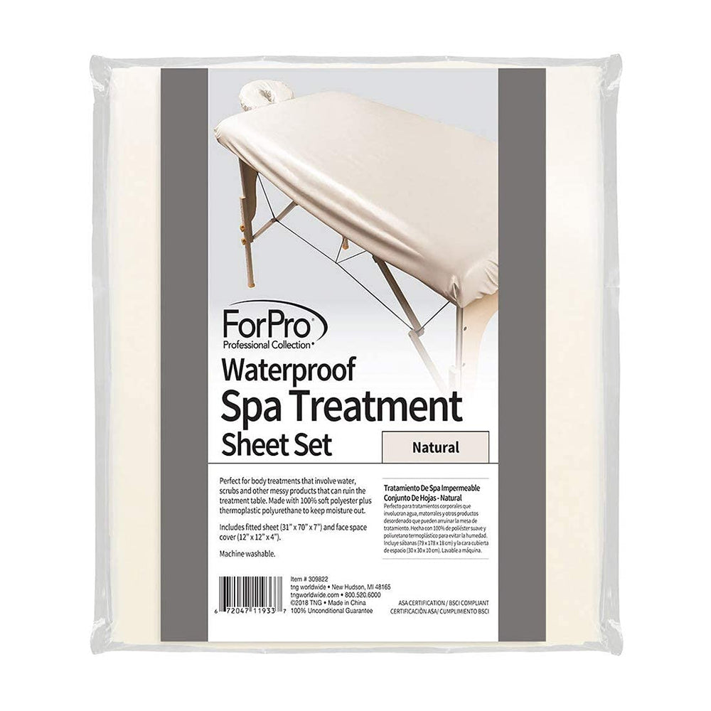 ForPro fitted sheet for massage table natural-fit keeps sheets securely in place.