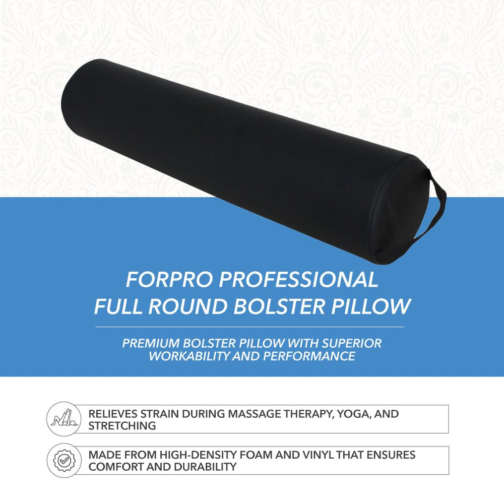 ForPro Full Round Bolster under ankles during prone positioning for leg support.