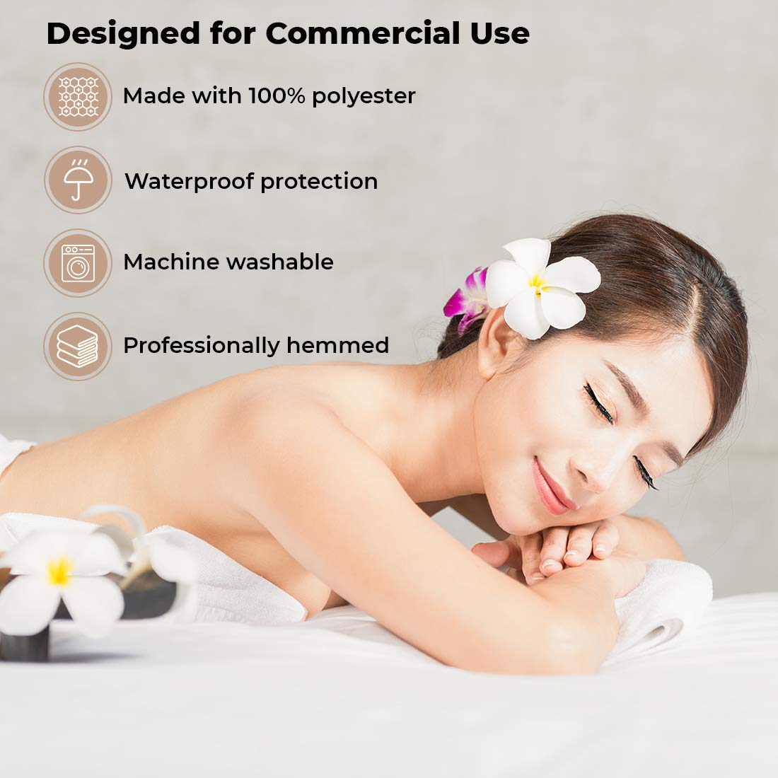 ForPro machine-washable spa sheet shown, easy cleaning after sessions