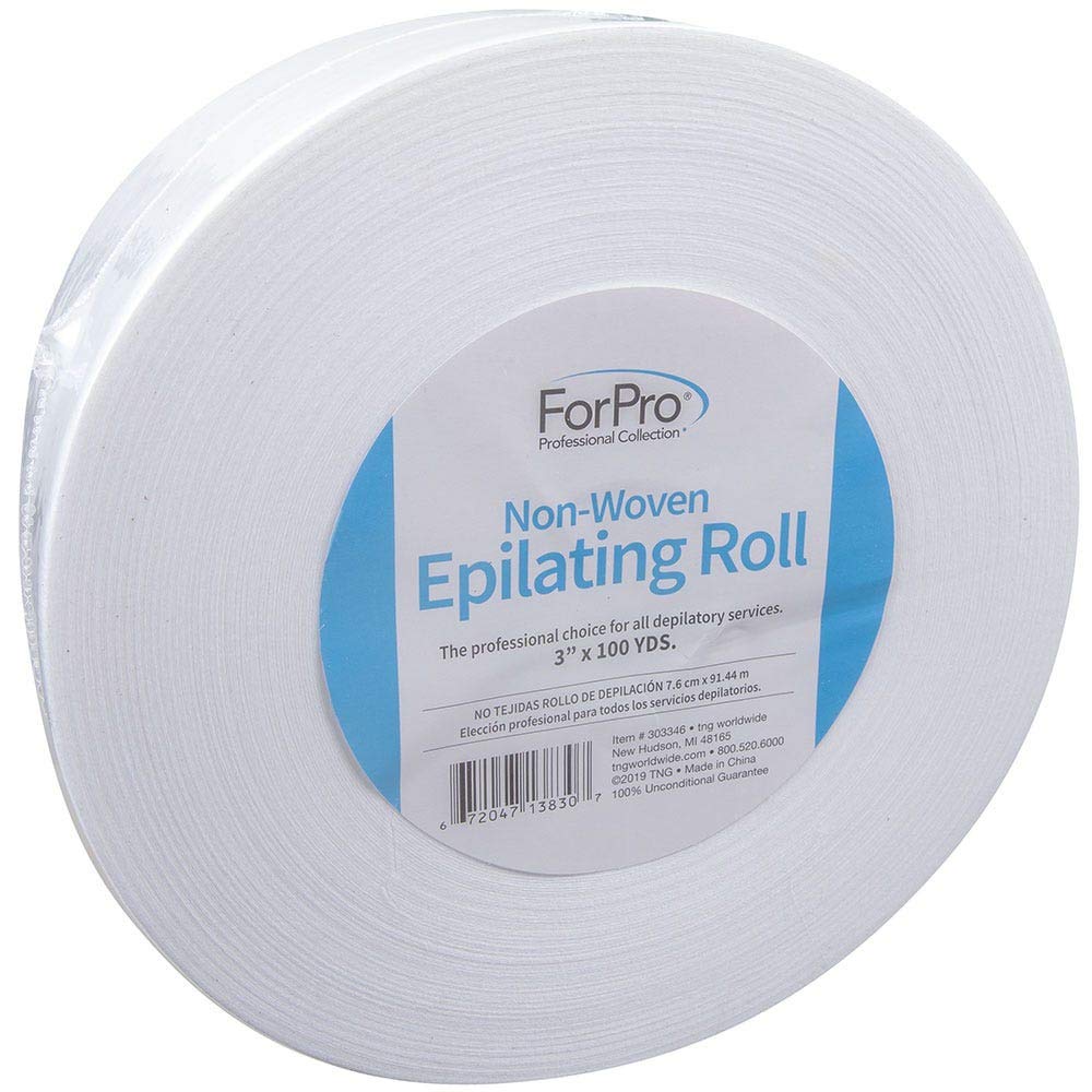 ForPro non-woven epilating roll 3x100 white, tear-resistant for waxing.