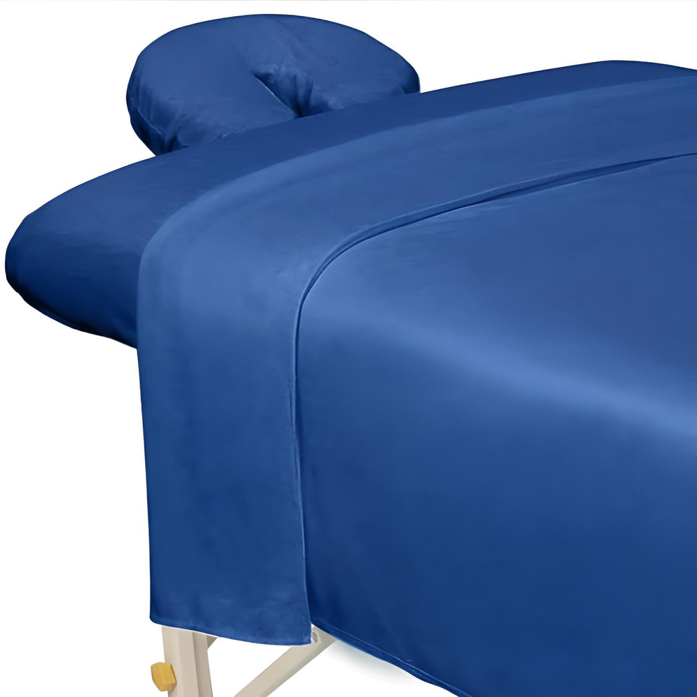 ForPro Ocean Blue flat sheet detail showing ultra-light microfiber feel and size 63x100