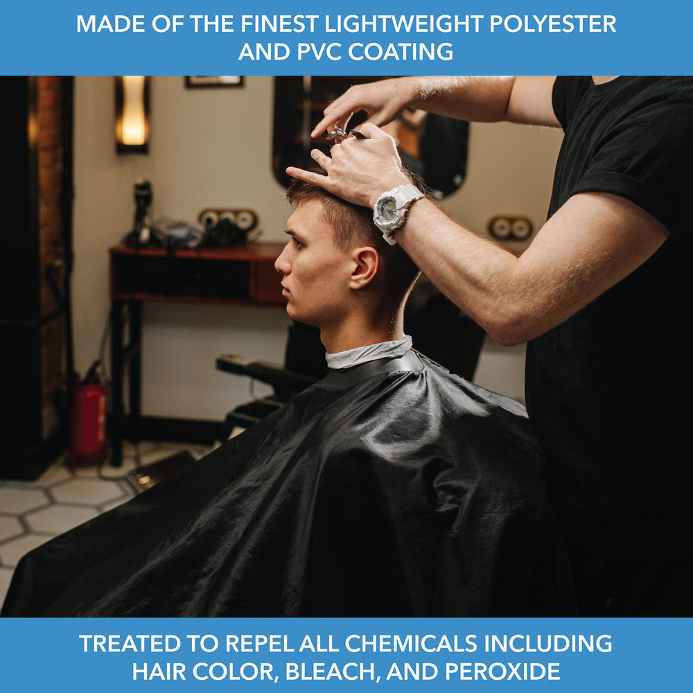 ForPro Poly Chemical Cape features six-button snap closure for secure, customizable fit.