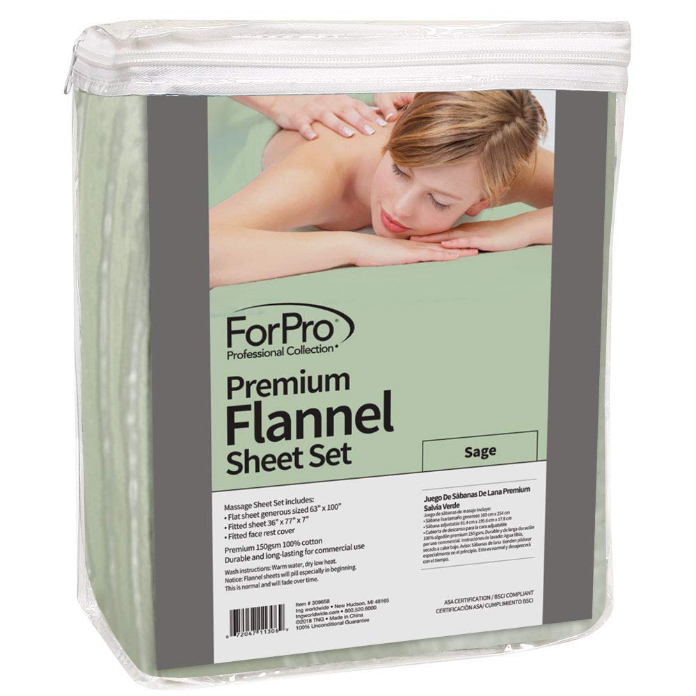 ForPro Premium Flannel Sage fitted sheet with elastic hem provides a secure fit