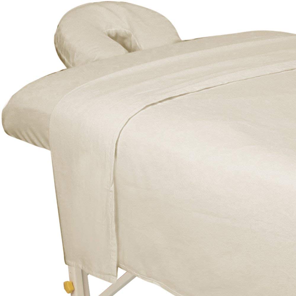 ForPro Premium Flannel flat sheet on a massage table offering lightweight comfort