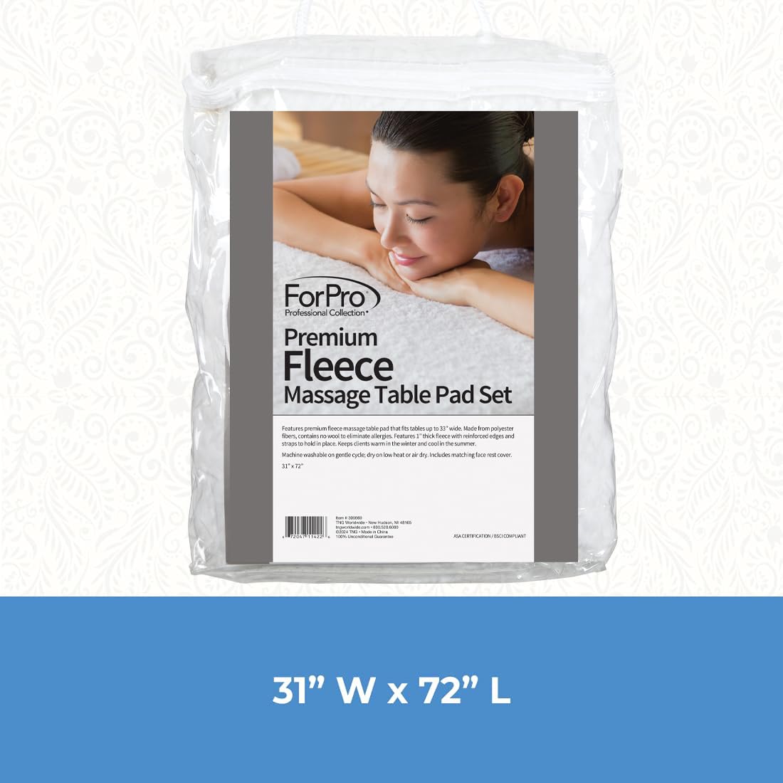 ForPro Premium Fleece Massage Pad with reinforced edges and strap for secure fit