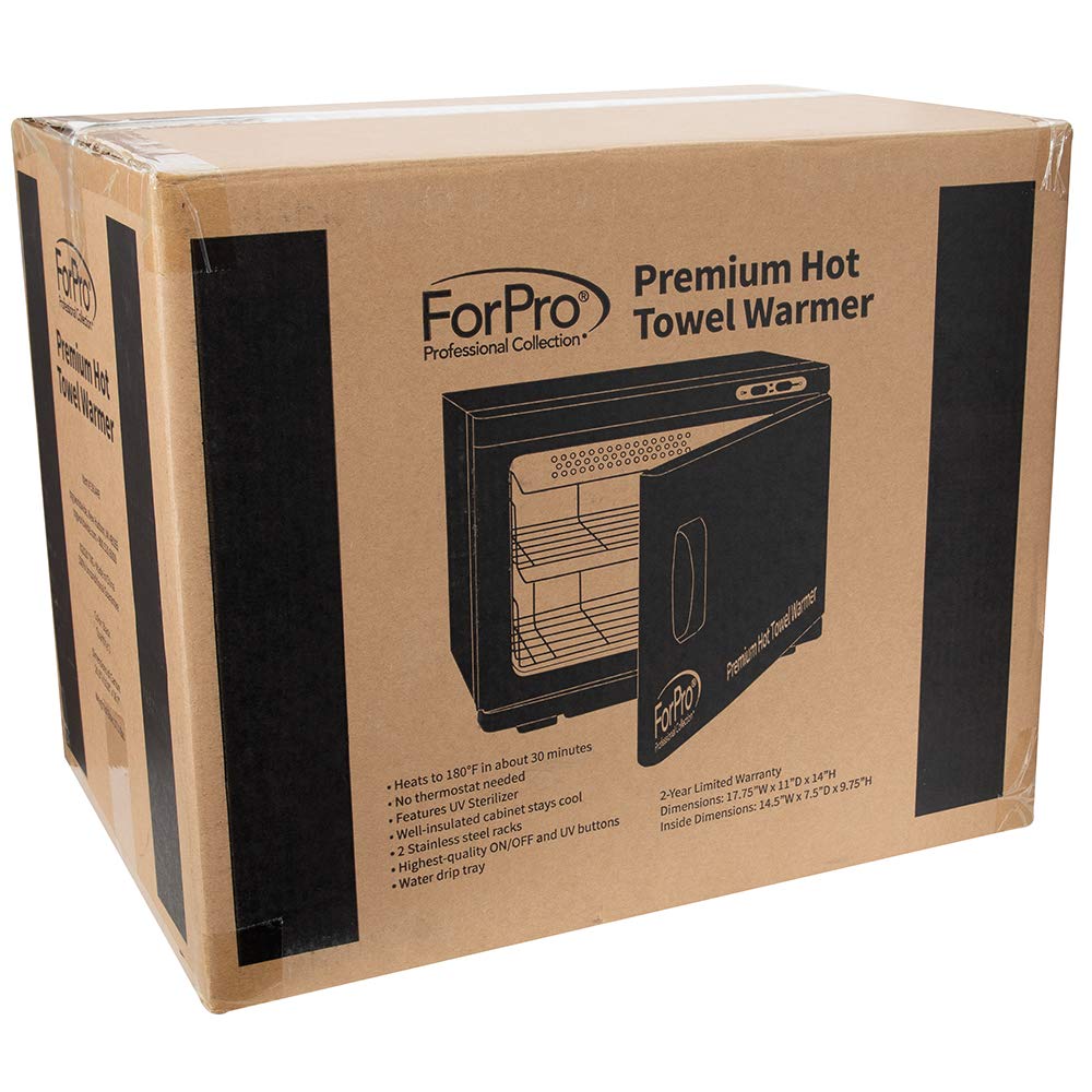 ForPro Premium Hot Towel Warmer two stainless steel racks holding towels