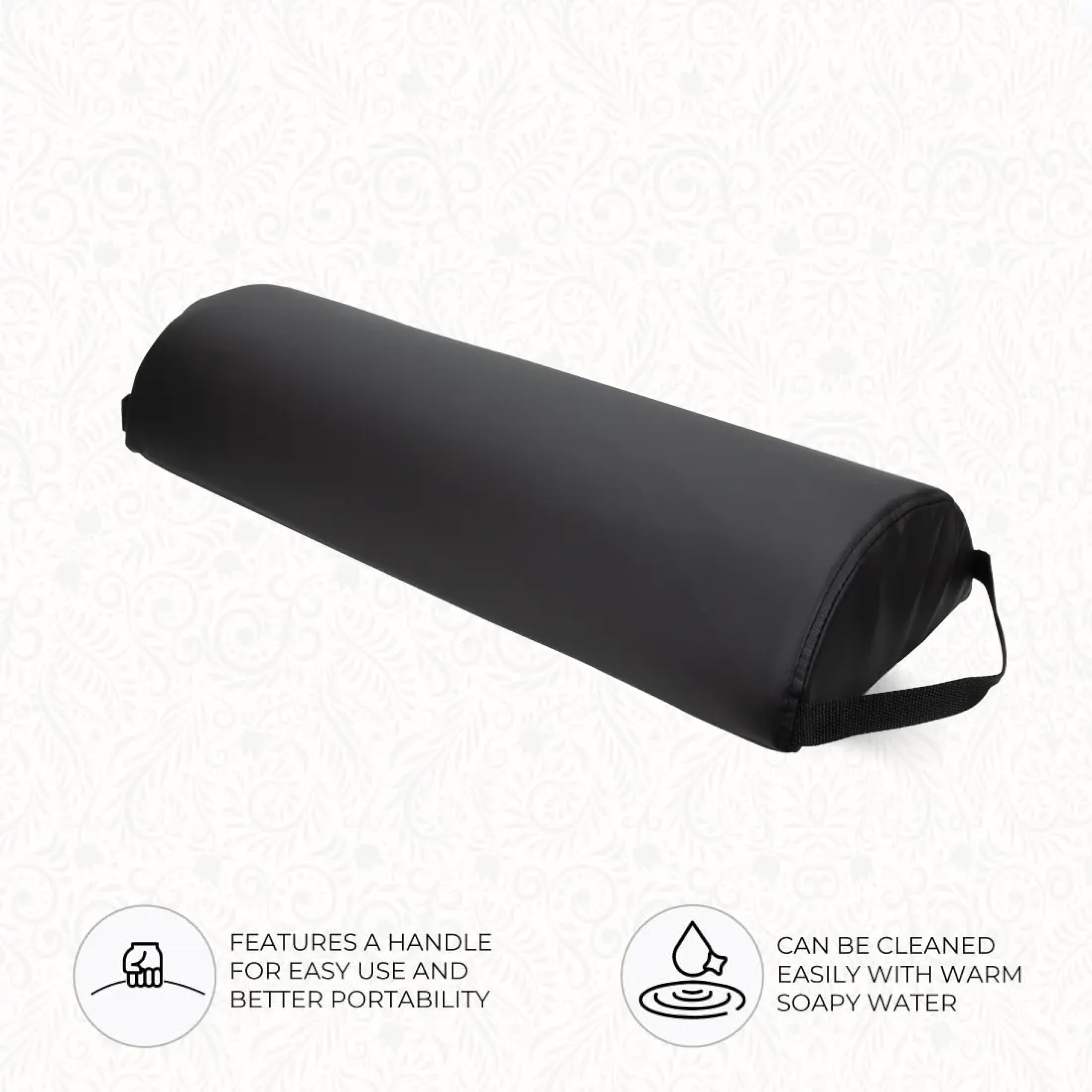 ForPro Premium Jumbo Half-Round Bolster Pillow neck support enhances comfort during stretching.