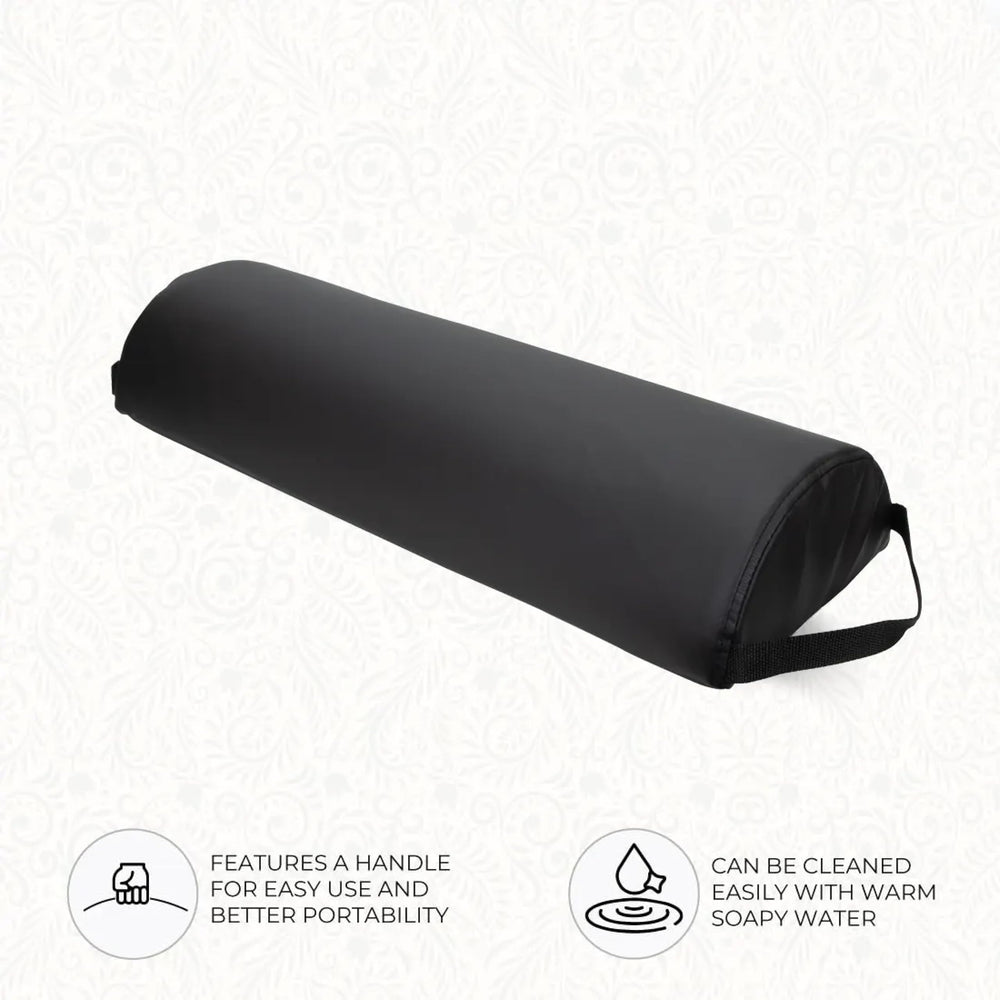 ForPro Premium Jumbo Half-Round Bolster Pillow neck support enhances comfort during stretching.