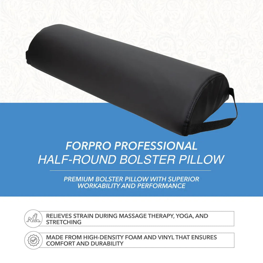 ForPro Premium Jumbo Half-Round Bolster Pillow under ankles use provides stable base for prone sessions.