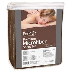 ForPro premium microfiber fitted massage sheet in chocolate, snug fit for standard tables.