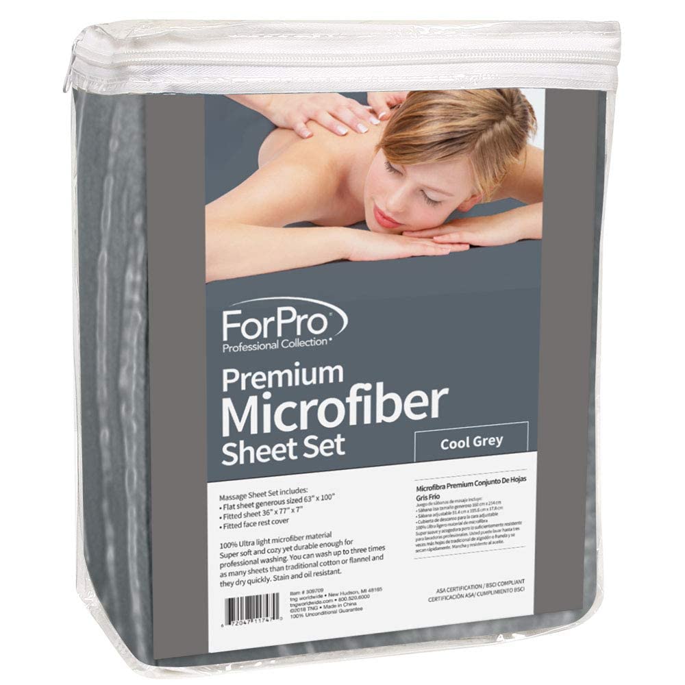 ForPro premium microfiber fitted sheet in cool grey with secure all-around elastic