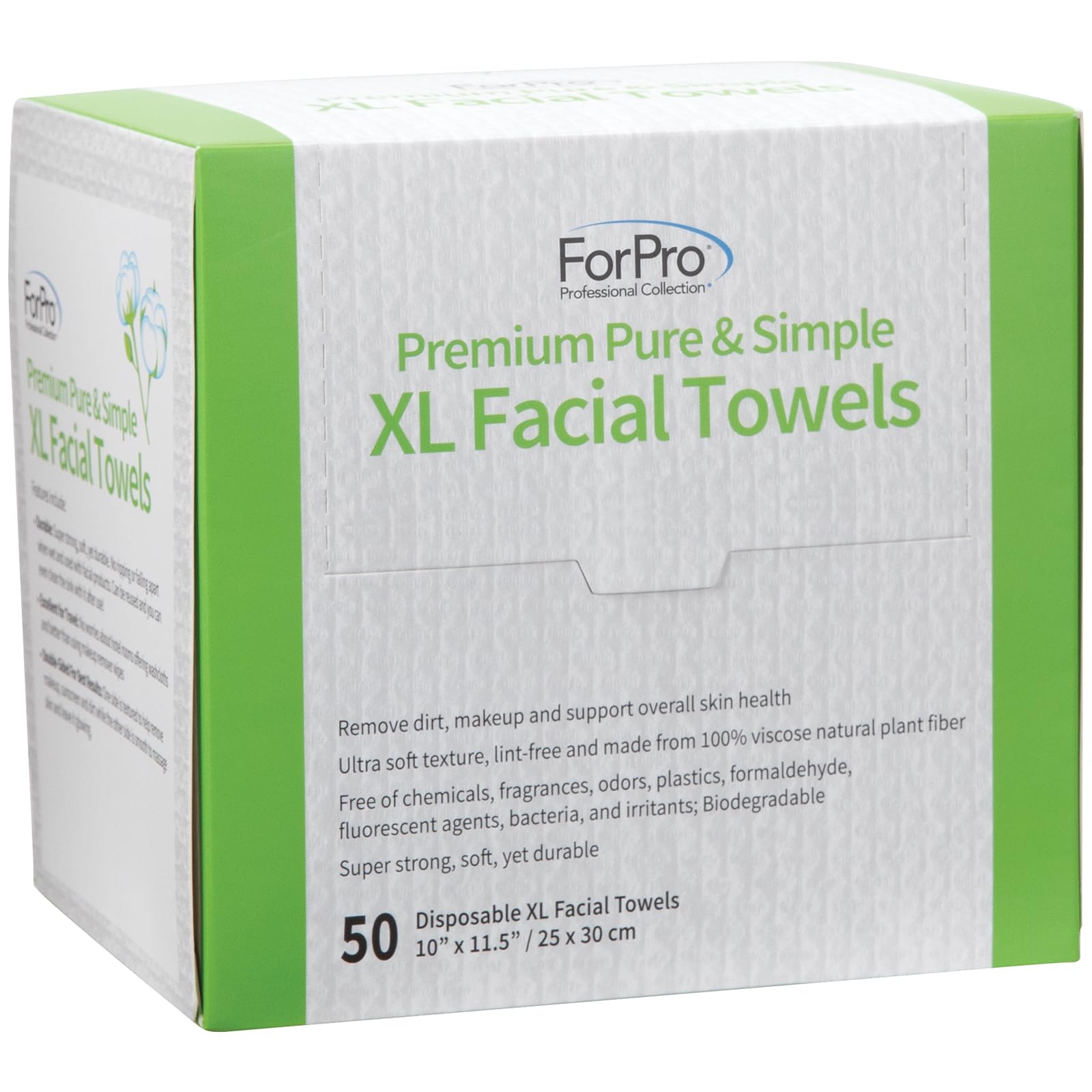 ForPro Premium Pure and Simple XL towels smooth side for gentle facial massage.