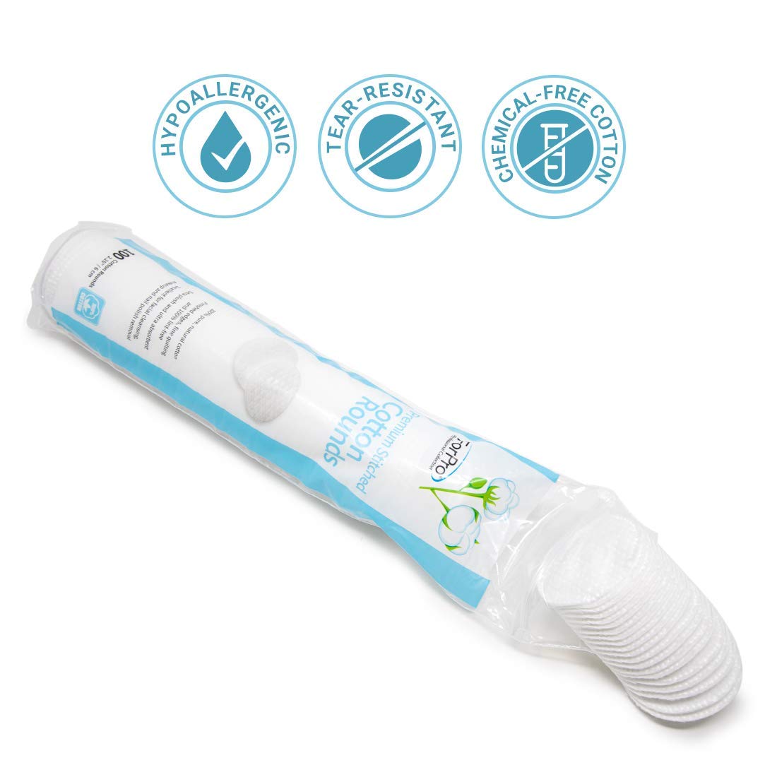 ForPro Premium Stitched Cotton Rounds dual-sided versatile use for cleansing