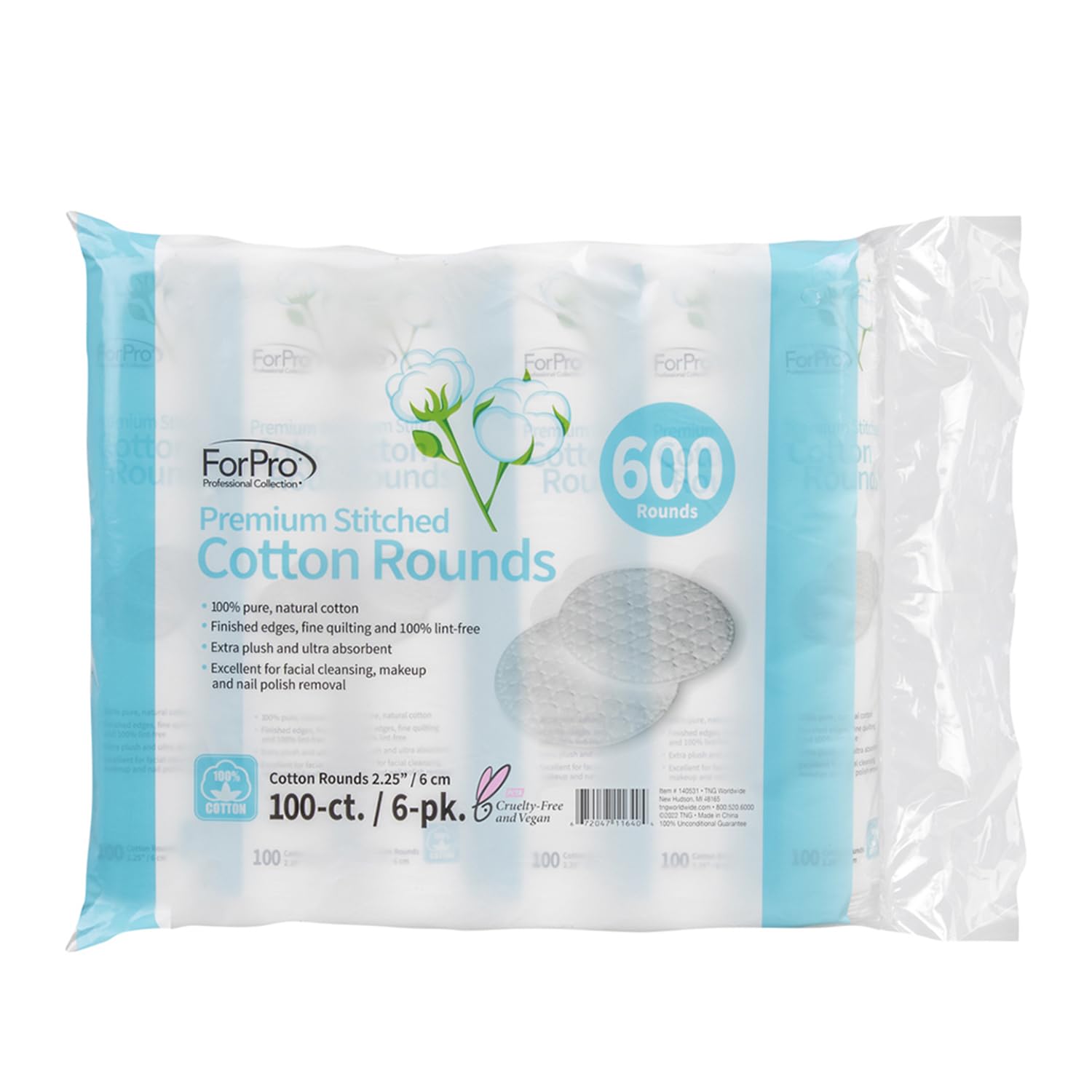 ForPro Premium Stitched Cotton Rounds finished edges detail for durability