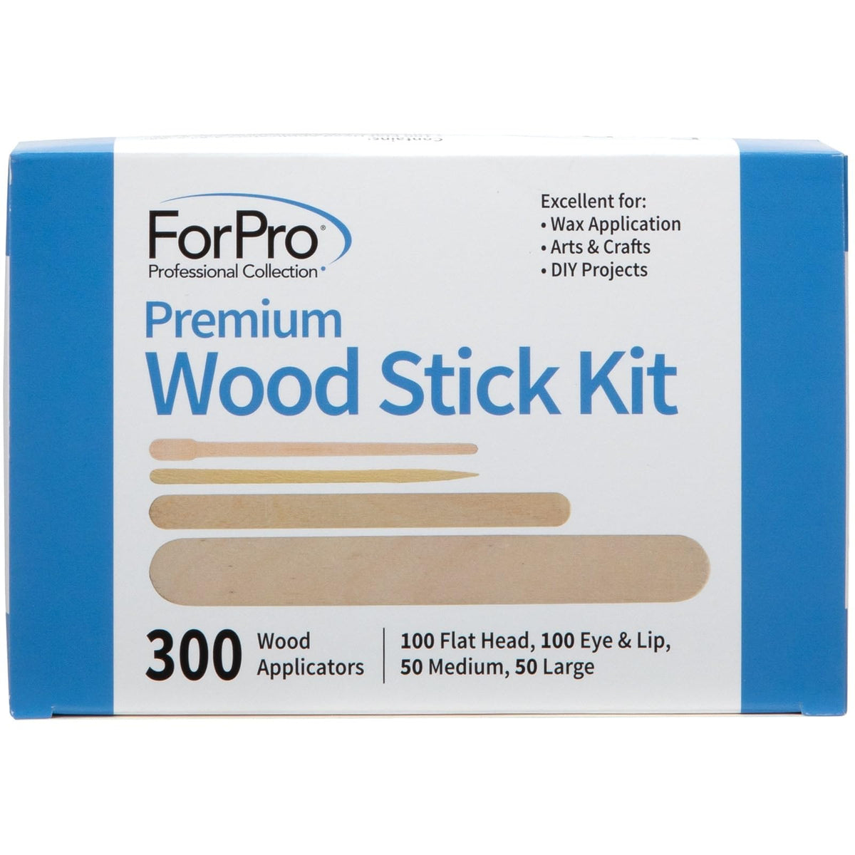 ForPro Premium Wood Stick flat head 3-5 inch for precise waxing on face and body