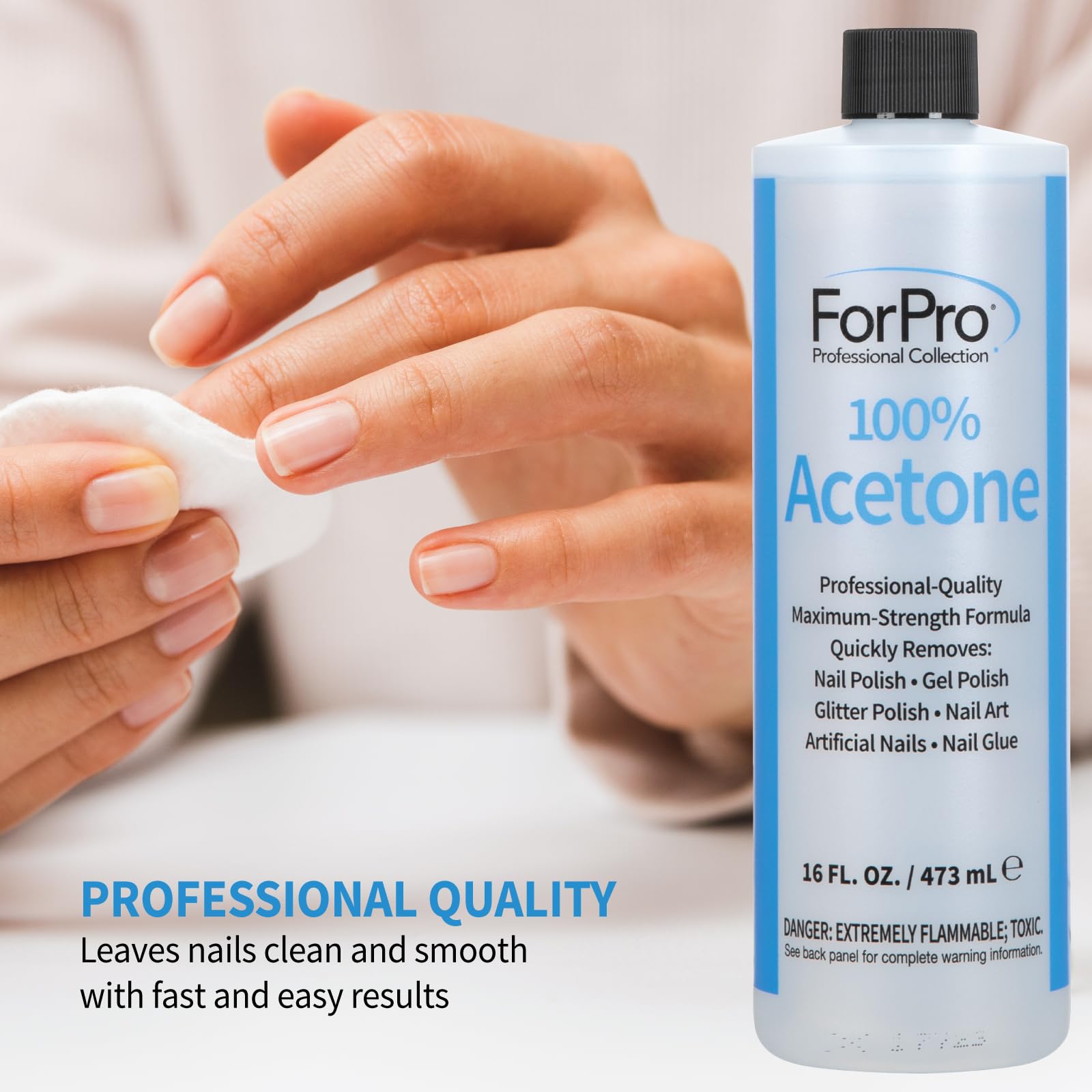 Uñas naturales tras usar ForPro acetona para acabado suave