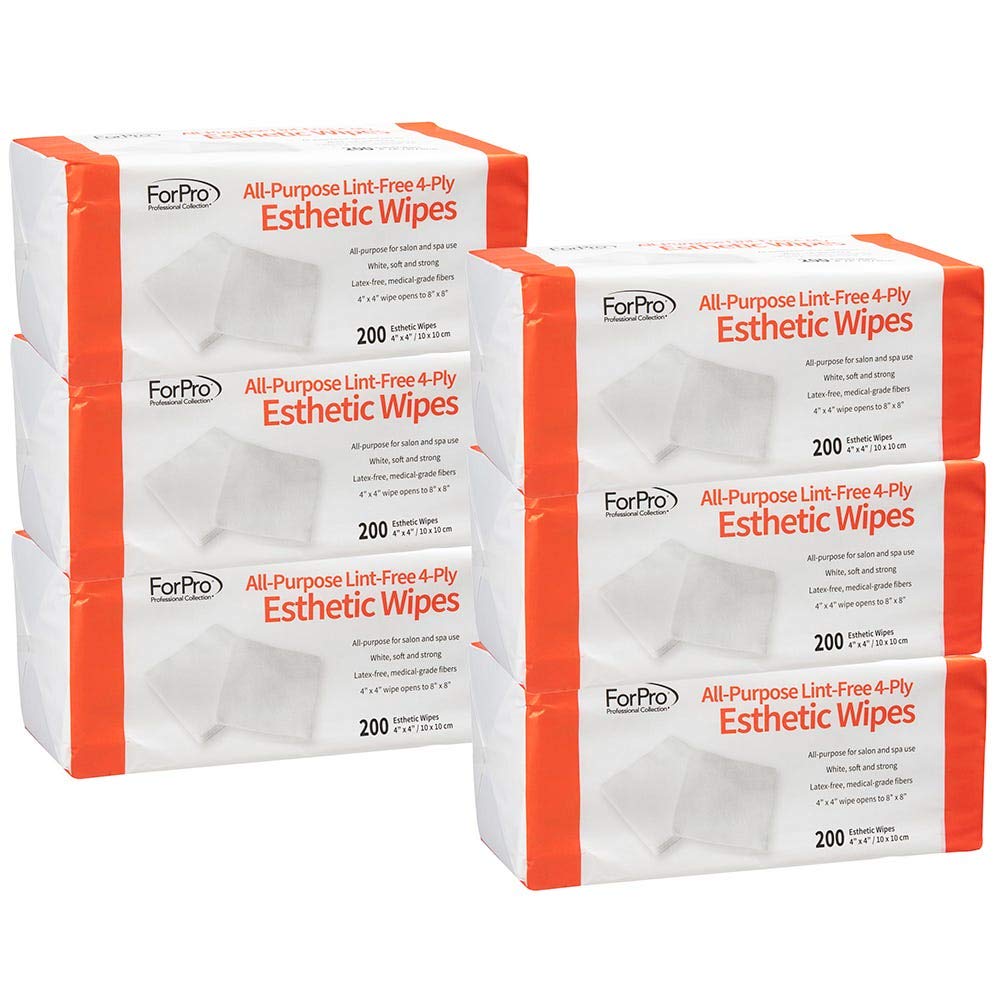 ForPro esthetic wipes pack of 6, 200-count, ideal for spa prep and sessions