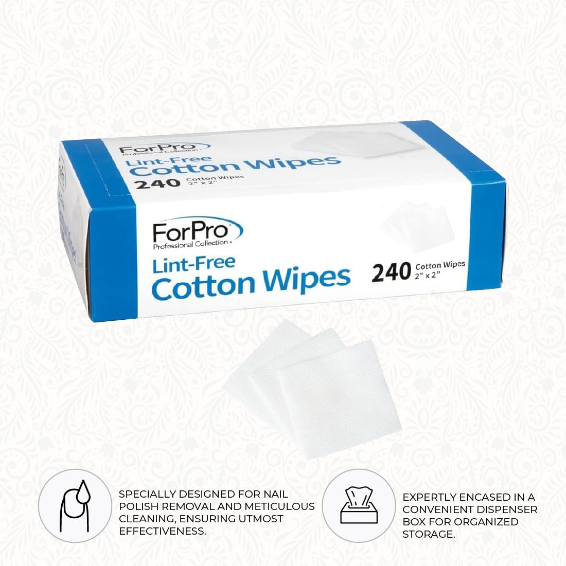 Pack de 240 unidades, almacenamiento práctico en caja dispensadora.