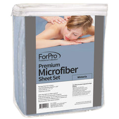 ForPro premium microfiber fitted sheet in Wisteria delivers a snug, secure fit on standard tables.