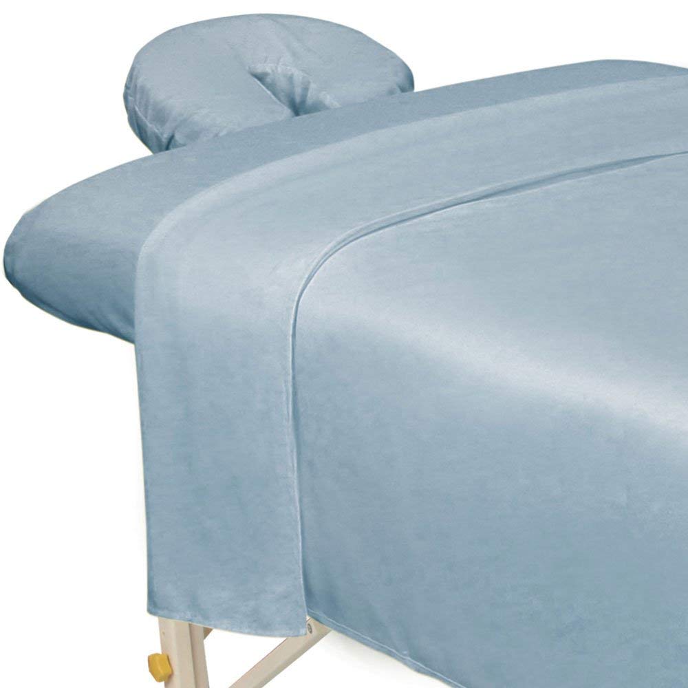 ForPro premium microfiber flat sheet in Wisteria provides soft warmth for massage tables.
